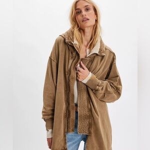 NEW Free People FP One Cedar Faux Fur Lined Hoodie